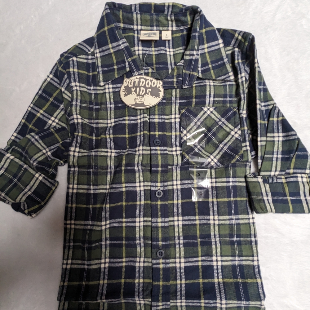 Plaid Button-Down Shirt - Blue and Green